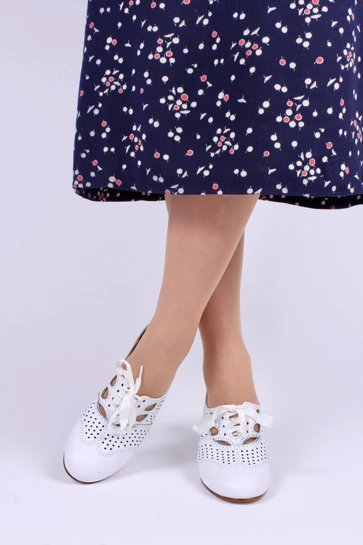 1930s everyday oxford high heel shoes - White - Marie