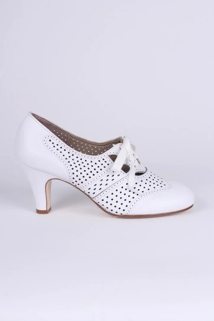 1930s everyday oxford high heel shoes - White - Marie