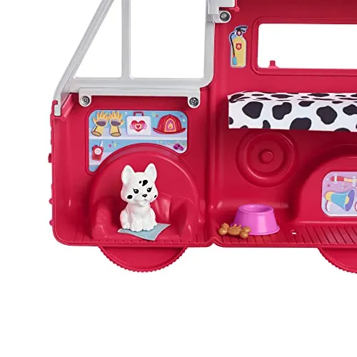 Barbie Chelsea Fire Truck Playset, Chelsea Doll  Fold Out Firetruck, Storytelling Accessories, Stickers