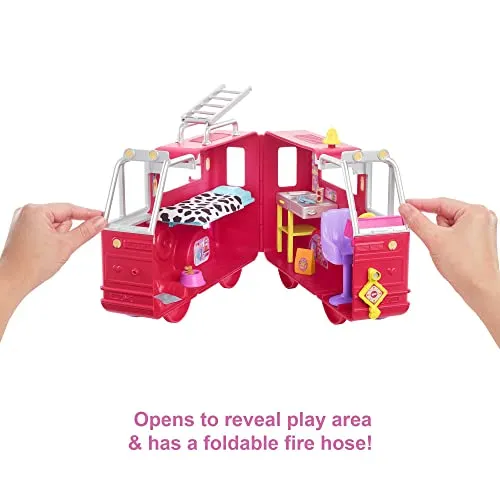 Barbie Chelsea Fire Truck Playset, Chelsea Doll  Fold Out Firetruck, Storytelling Accessories, Stickers