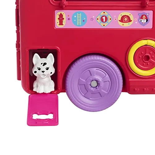 Barbie Chelsea Fire Truck Playset, Chelsea Doll  Fold Out Firetruck, Storytelling Accessories, Stickers