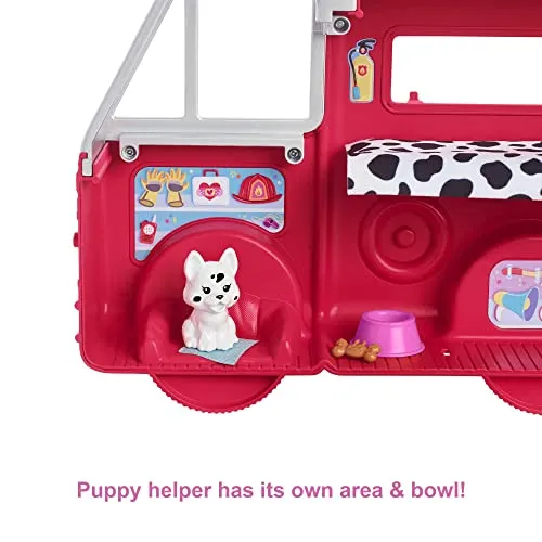 Barbie Chelsea Fire Truck Playset, Chelsea Doll  Fold Out Firetruck, Storytelling Accessories, Stickers