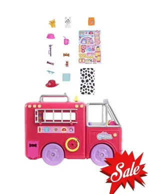 Barbie Chelsea Fire Truck Playset, Chelsea Doll  Fold Out Firetruck, Storytelling Accessories, Stickers