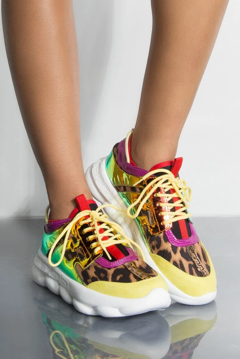 Cape Robbin Athena Multi Color Lace Up Low Top Super Platform Athleisure Sneaker