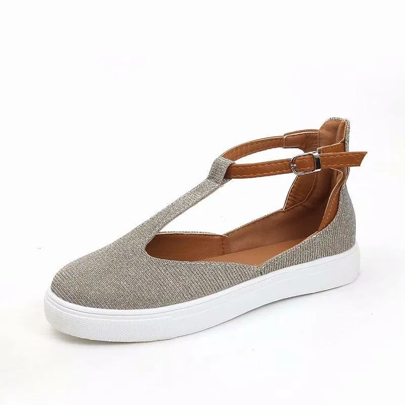 Chicvane Hollow Out Buckle Closure Platform Loafers