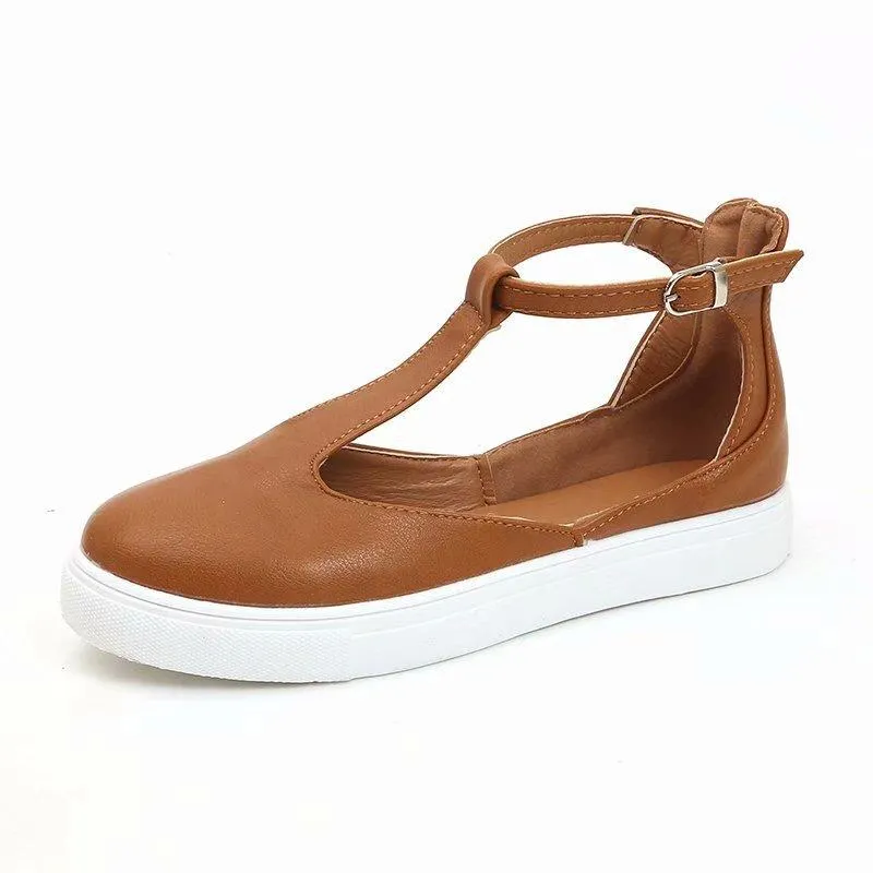 Chicvane Hollow Out Buckle Closure Platform Loafers