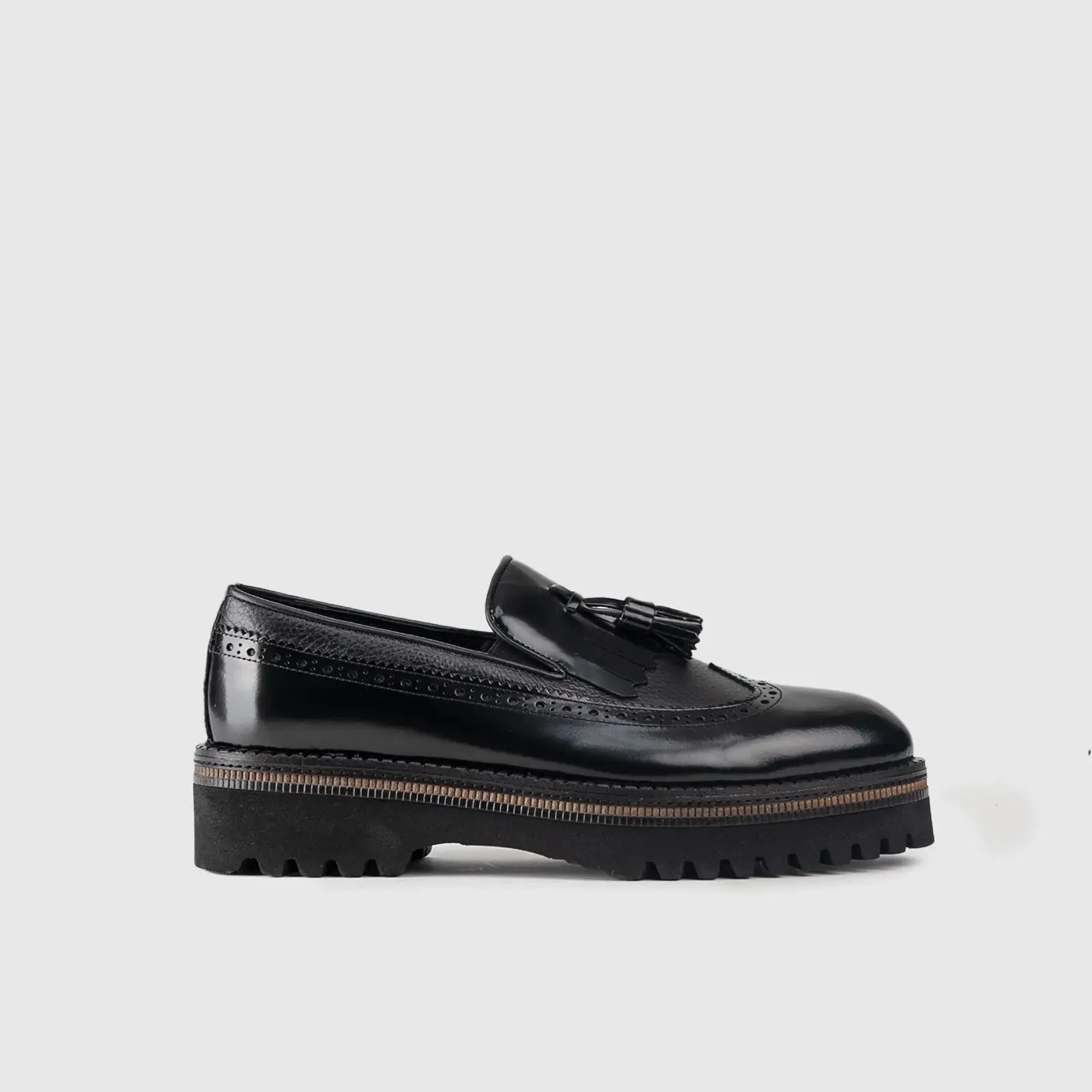 Chunky Sole Dress Loafers 66730 Black