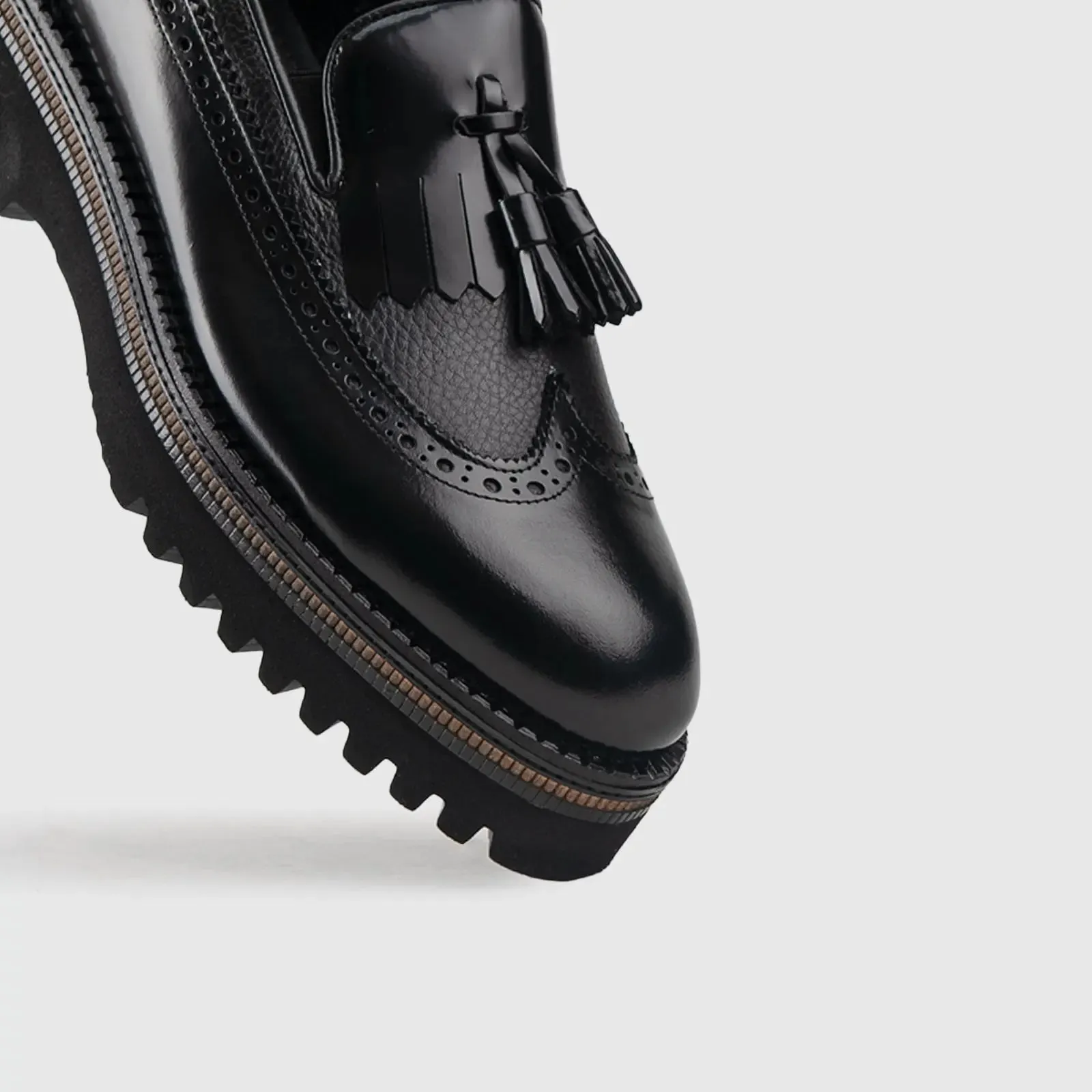 Chunky Sole Dress Loafers 66730 Black