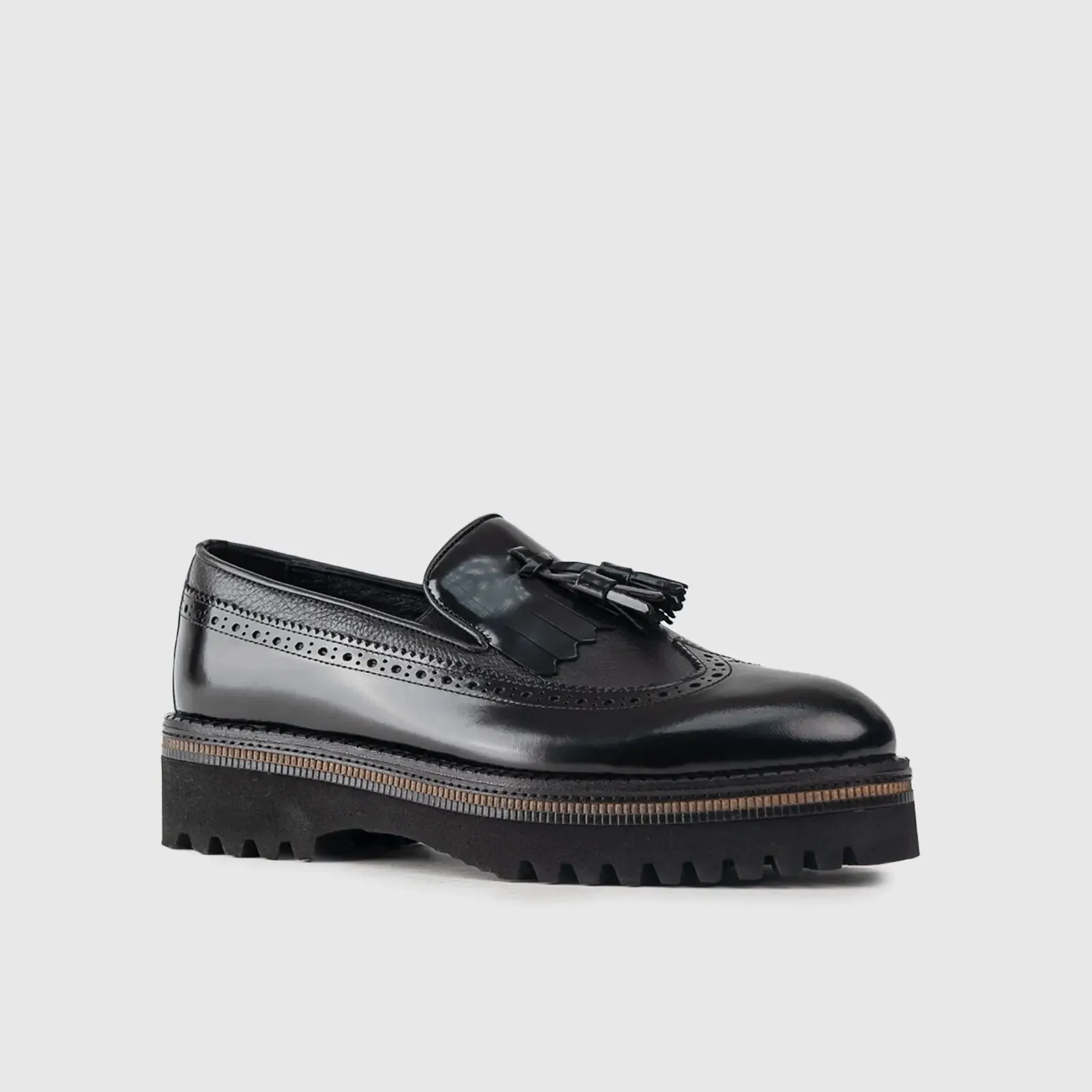 Chunky Sole Dress Loafers 66730 Black