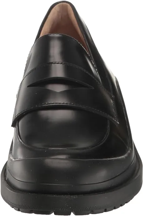 Cole Haan Grand Ambition Westerly Black Leather Slip On Block Heeled Loafers