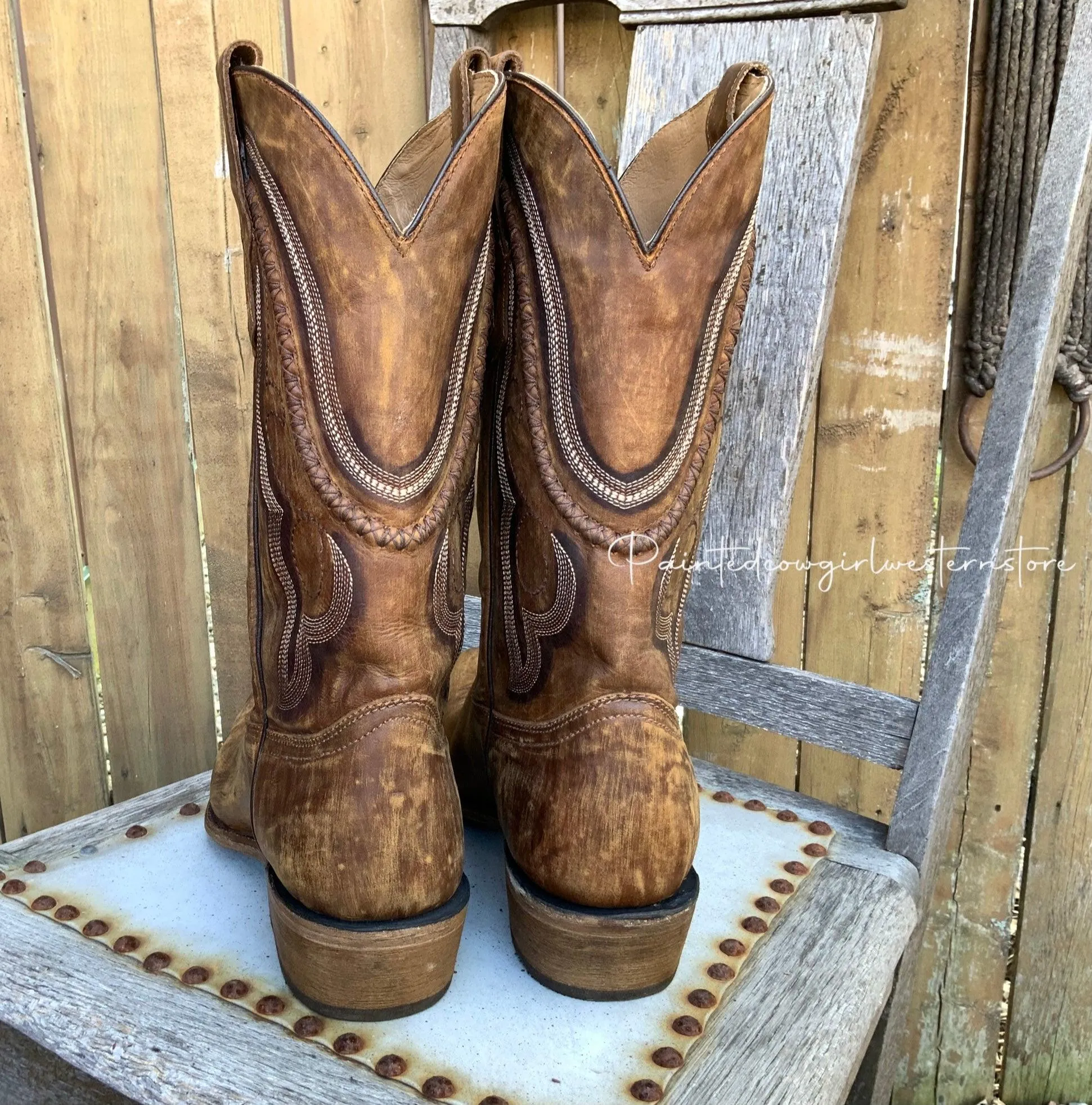 Corral Men's Golden Brown Leather Narrow Square Toe Cowboy Boots A3479