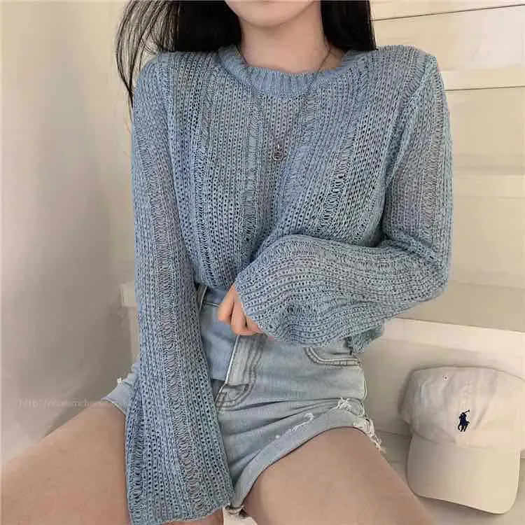 Cut-out Knitted Loose Sweater