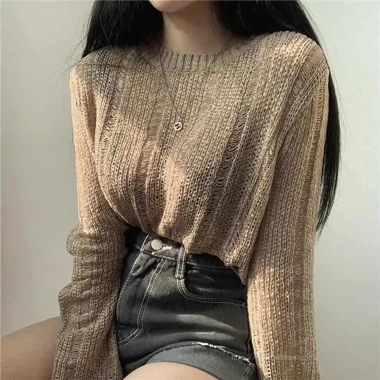 Cut-out Knitted Loose Sweater