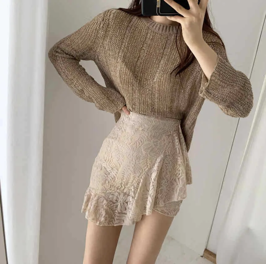 Cut-out Knitted Loose Sweater