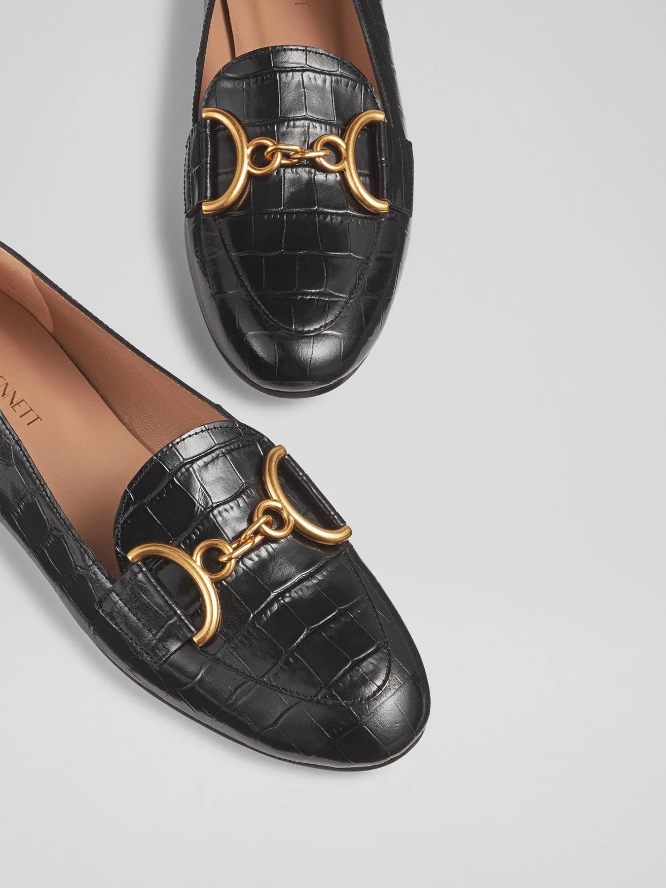 Daphne Croc-Effect Leather Loafers