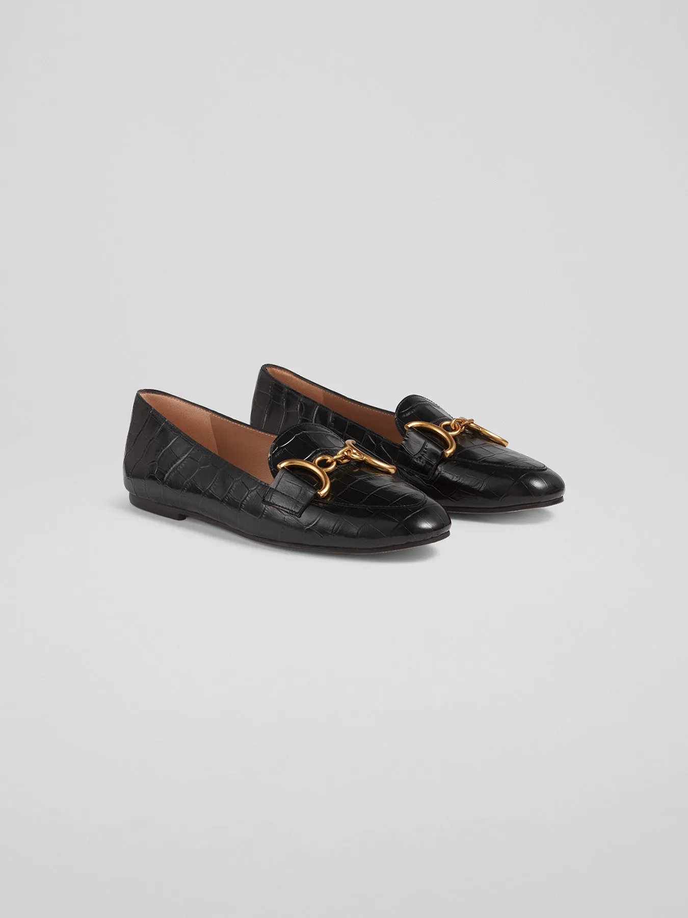 Daphne Croc-Effect Leather Loafers