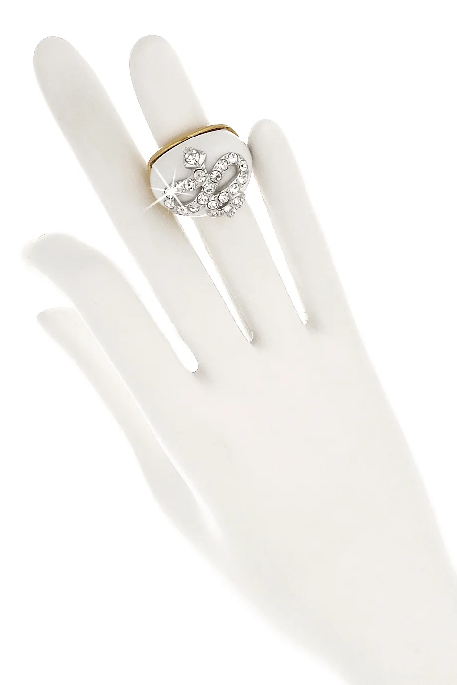 KENNETH JAY LANE White Crystal Snake Ring