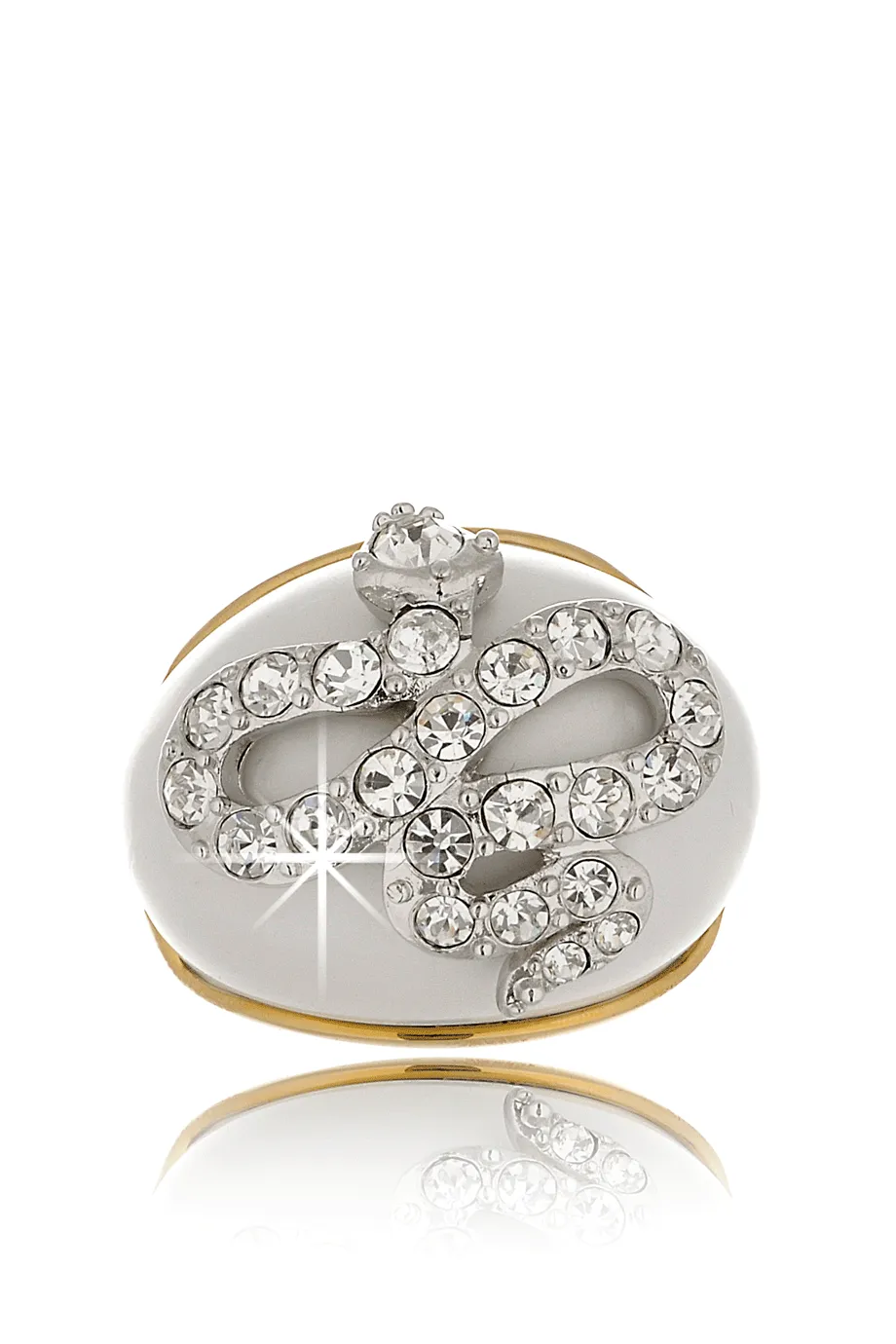 KENNETH JAY LANE White Crystal Snake Ring