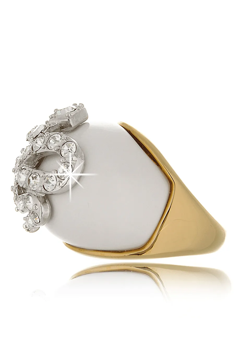 KENNETH JAY LANE White Crystal Snake Ring