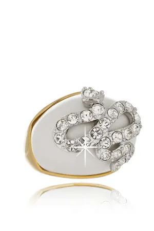 KENNETH JAY LANE White Crystal Snake Ring