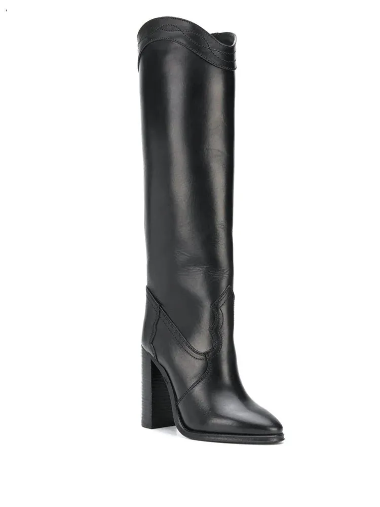 Knee High Heeled Cowboy Boots | MILLY