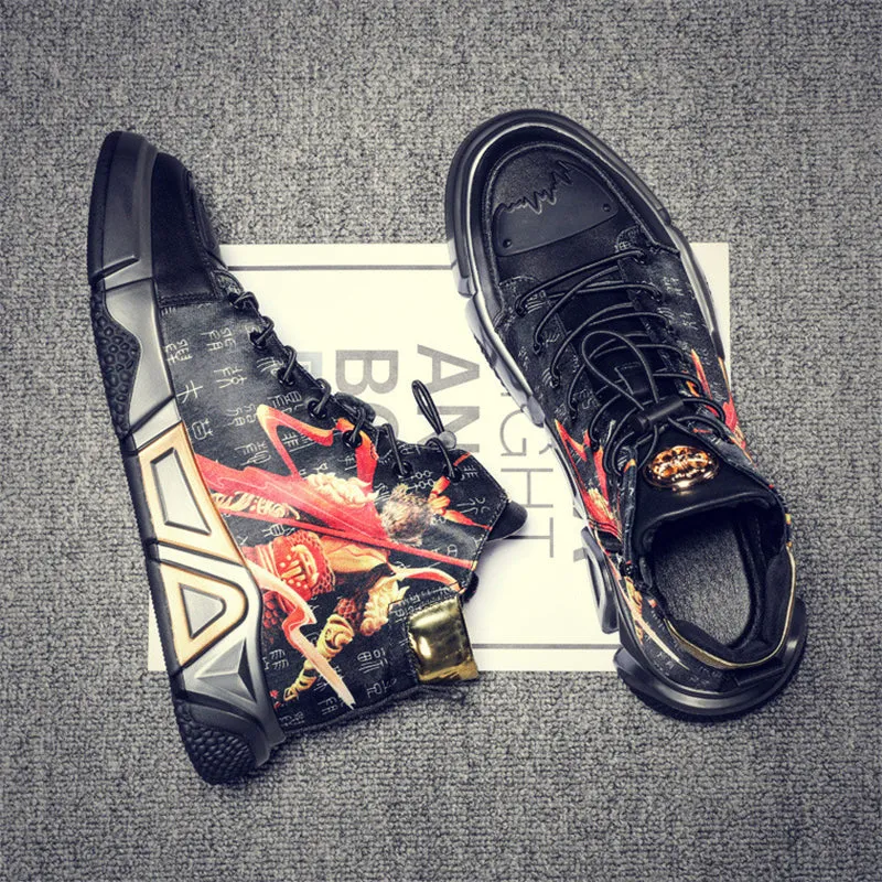 Male Black Myth Wukong Pattern Trendy Sneakers
