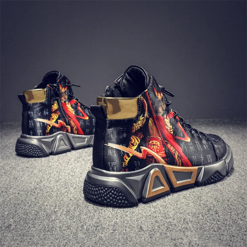 Male Black Myth Wukong Pattern Trendy Sneakers