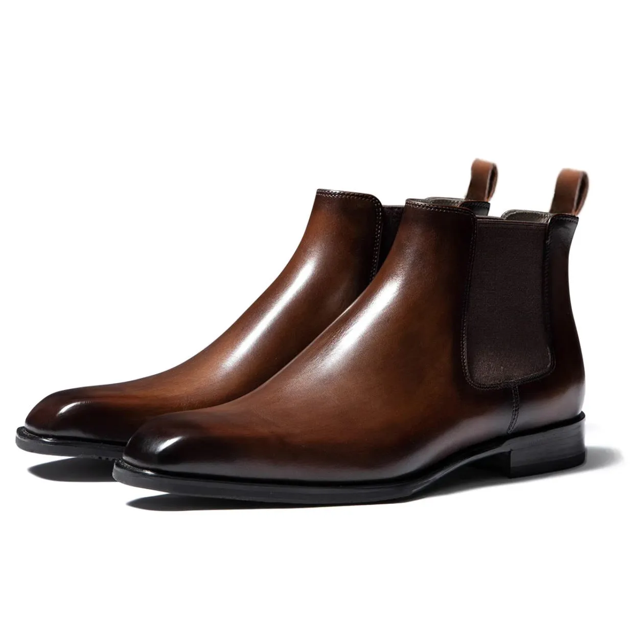 Mens Chelsea Boots  Leather Upper  Sleek Fit  Ankle Height Slip-On Design