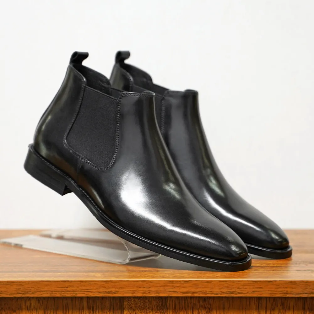 Mens Chelsea Boots  Leather Upper  Sleek Fit  Ankle Height Slip-On Design