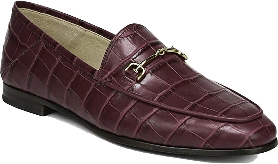 Sam Edelman Loraine Berry Almond Toe Slip On Stacked Heel Fashion Loafers