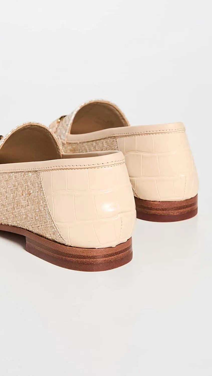 Sam Edelman Loraine Eggshell Almond Toe Slip On Stacked Heel Fashion Loafers