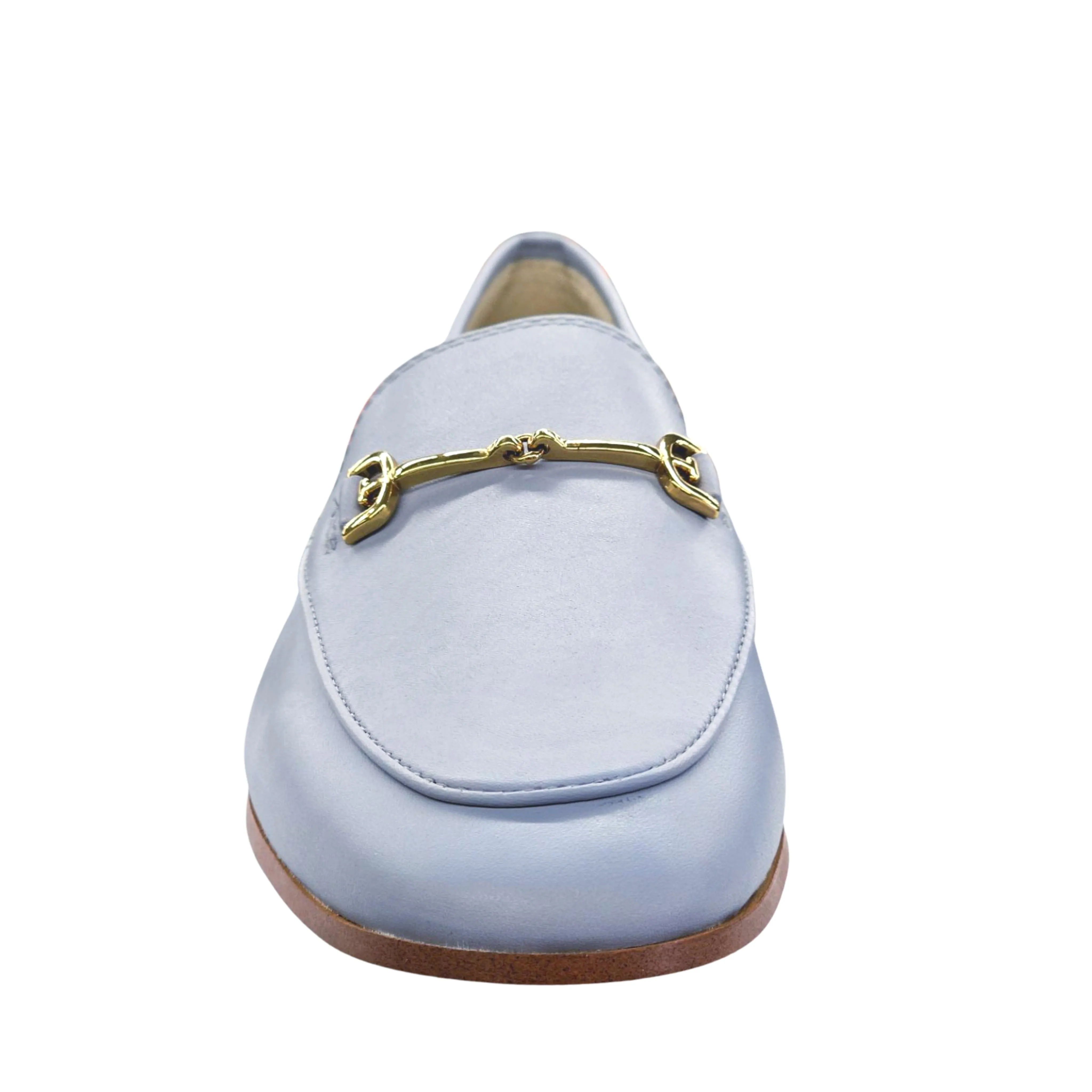 Sam Edelman Loraine Light Blue Almond Toe Slip On Stacked Heel Fashion Loafers