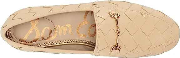 Sam Edelman Loraine Woven Eggshell Leather Classic Chain Detail Vamp Loafers