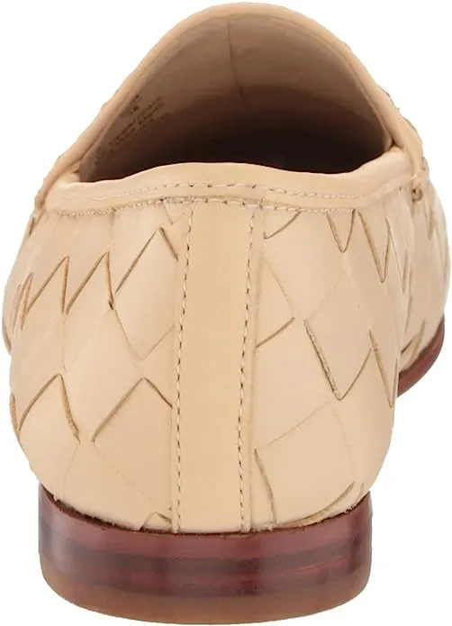 Sam Edelman Loraine Woven Eggshell Leather Classic Chain Detail Vamp Loafers