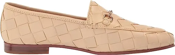 Sam Edelman Loraine Woven Eggshell Leather Classic Chain Detail Vamp Loafers