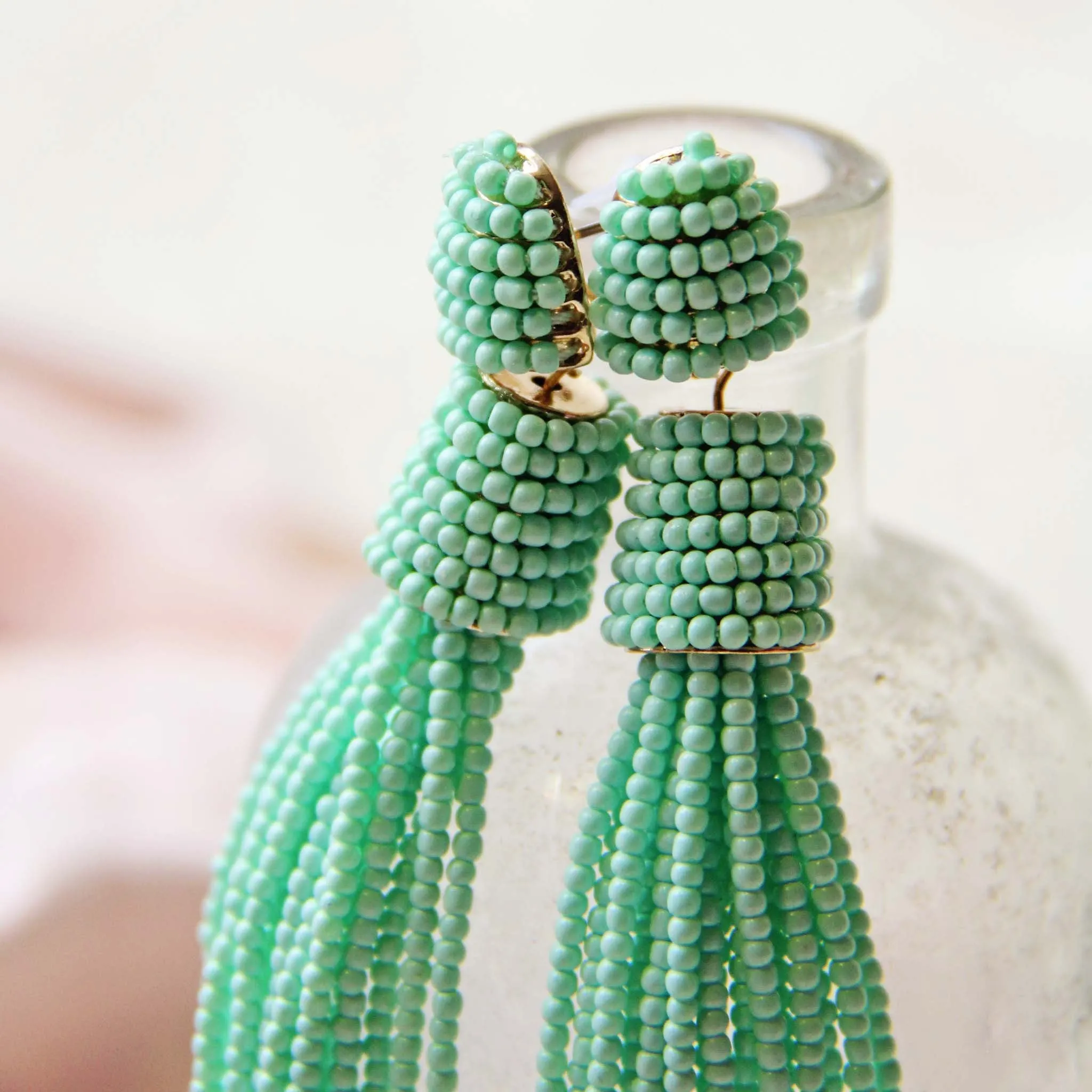 Sloane Tassel Earrings in Mint