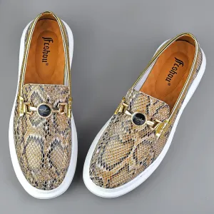 Snake Leather Design Loafers