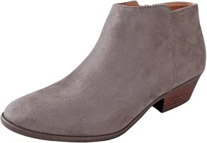 Soda Mug Charcoal Western Low Chunky Block Stacked Heel Pointed Toe Ankle Boots