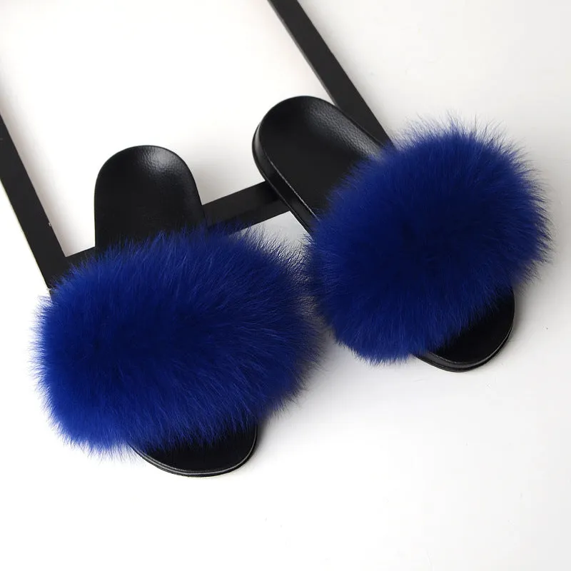 Women's faux fur slippers | Winter indoors fuzzy slides