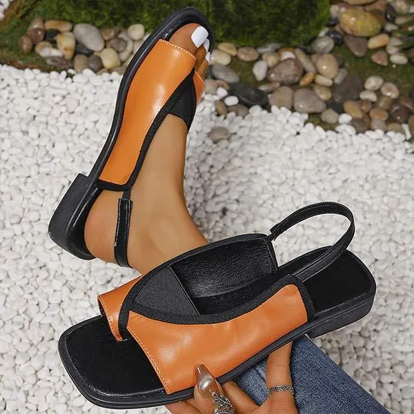 Women's Square-toe Casual Roman Sandals with Flat Soles 38862973C