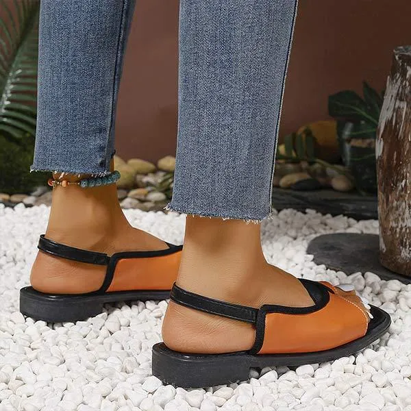 Women's Square-toe Casual Roman Sandals with Flat Soles 38862973C