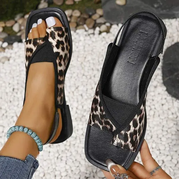 Women's Square-toe Casual Roman Sandals with Flat Soles 38862973C