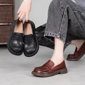 Women's Vintage Leather Handmade Flat Loafers